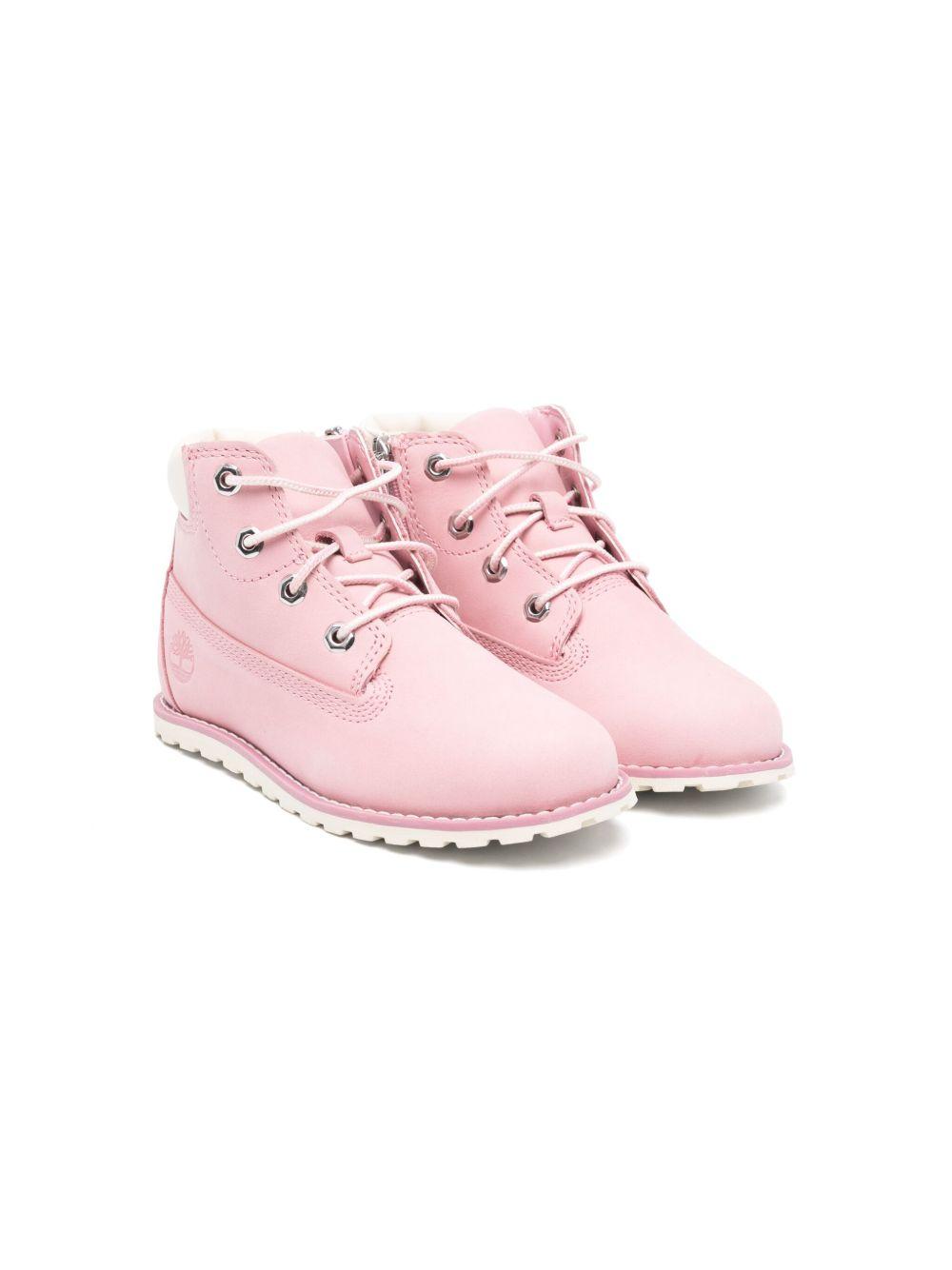 Stivali per bambina Timberland Kids Pokey Pine rosa con chiusura laterale con zip – Accessorio premium elegante