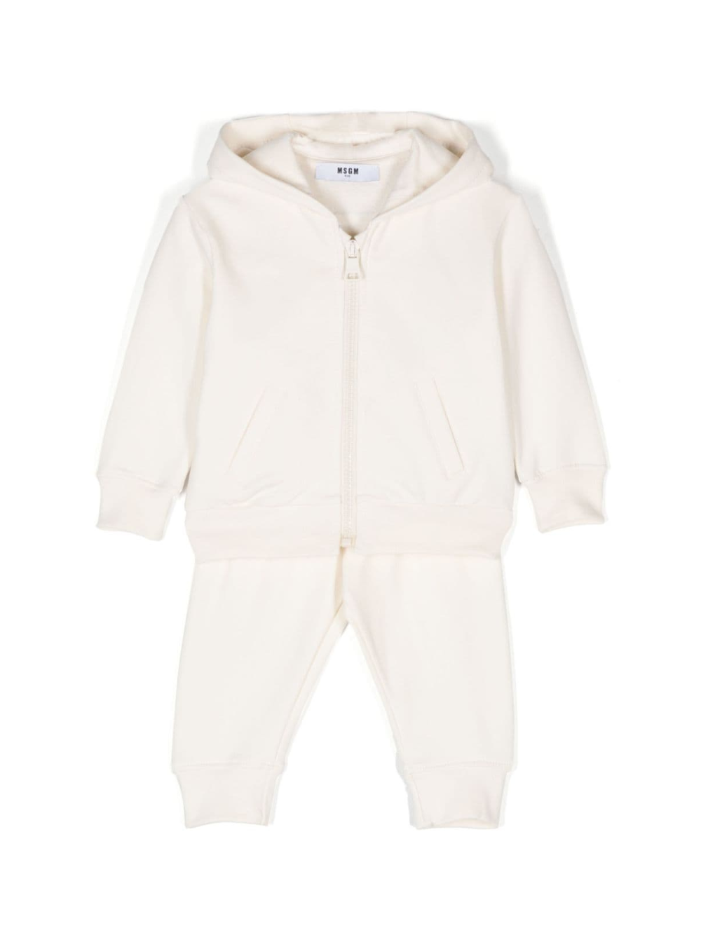 Tuta sportiva per neonato MSGM Kids beige chiaro con stampa logo sul retro – Accessorio premium elegante