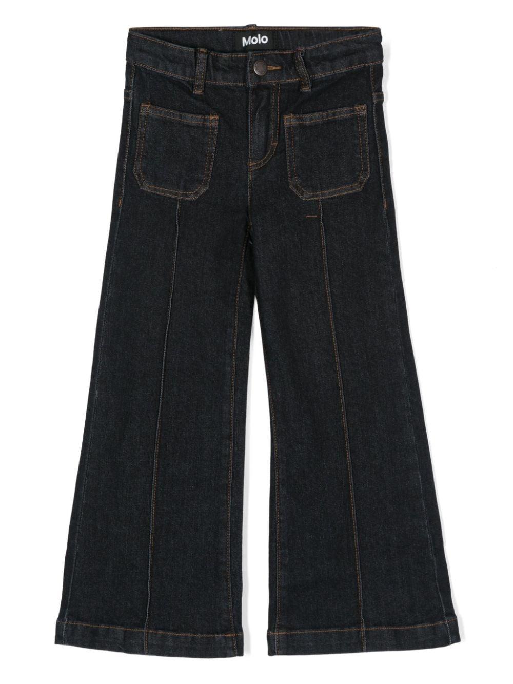 Jeans svasati Adina per bambina Molo blu con cuciture saldate – Accessorio premium elegante