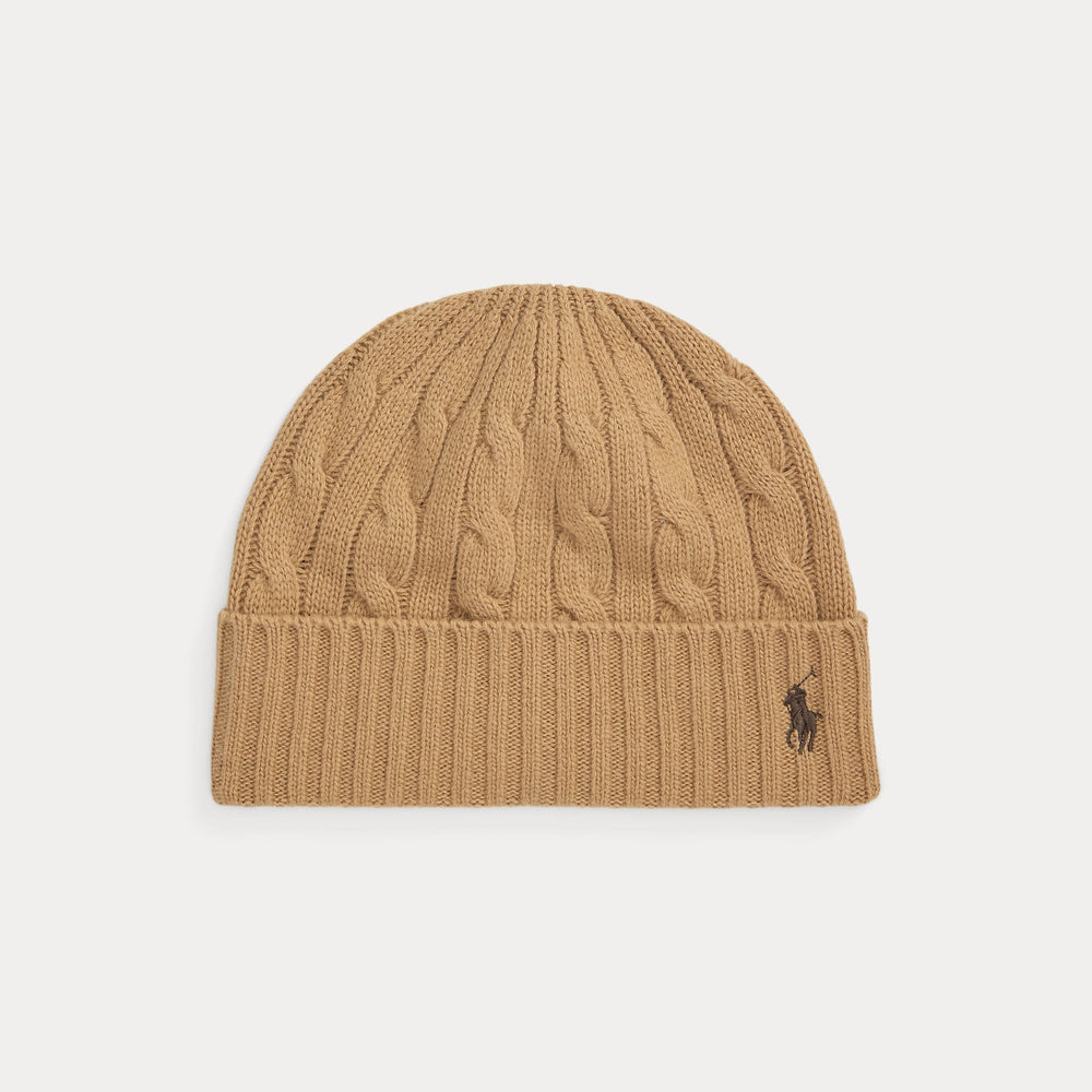 CABLE-KNIT MERINO WOOL–BLEND BEANIE – Accessorio premium elegante