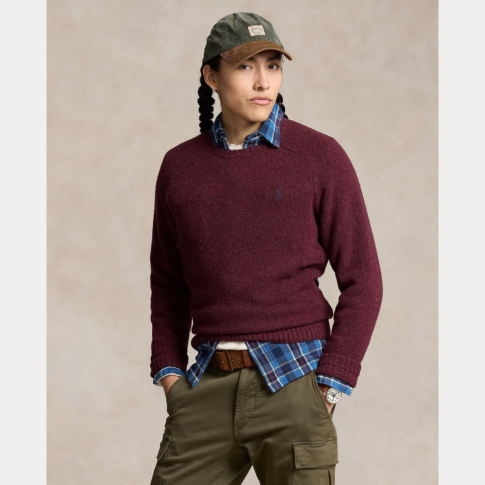 SPECKLED WOOL-BLEND CREWNECK SWEATER – Accessorio premium elegante