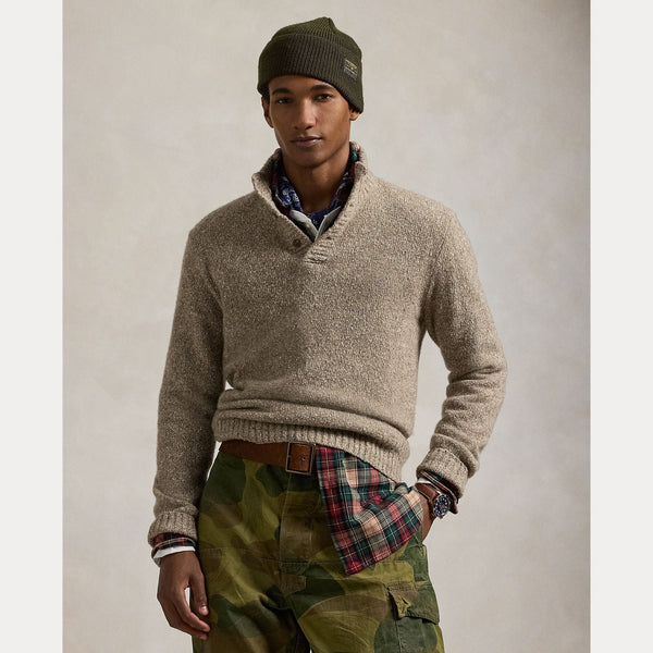 SPECKLED WOOL-BLEND MOCKNECK SWEATER – Accessorio premium elegante
