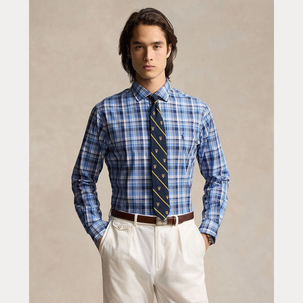 CUSTOM FIT PLAID STRETCH POPLIN SHIRT – Accessorio premium elegante