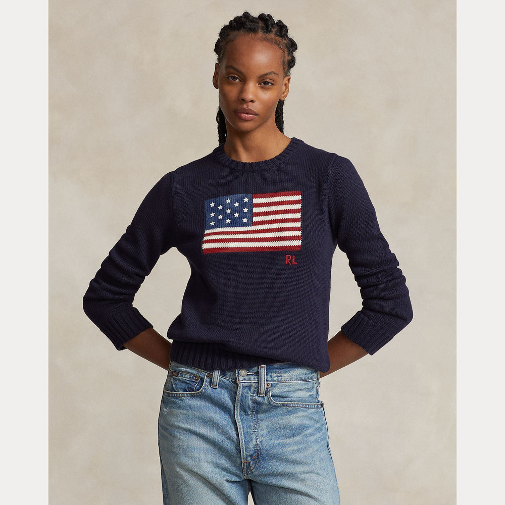 FLAG COTTON CREWNECK SWEATER – Accessorio premium elegante