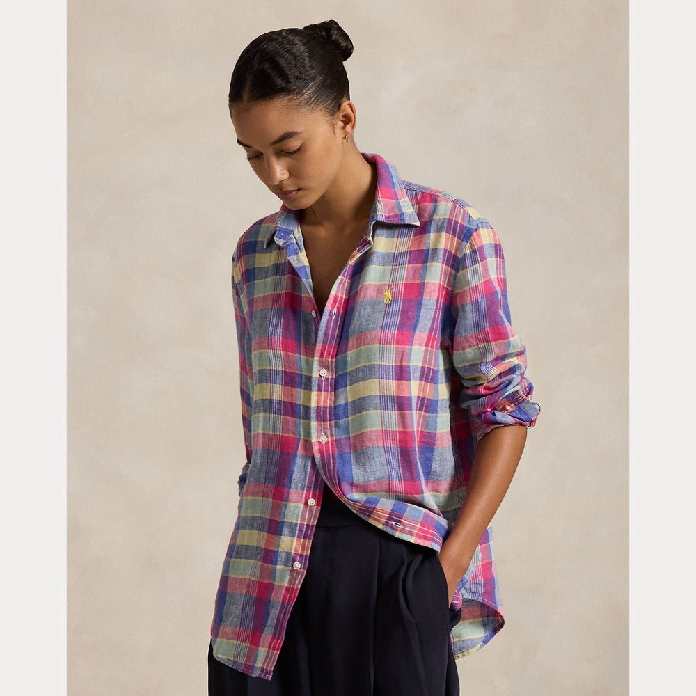 CLASSIC FIT PLAID LINEN SHIRT – Accessorio premium elegante