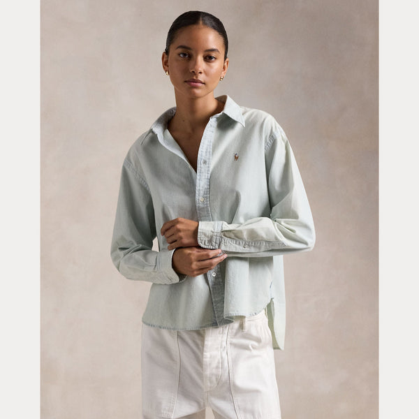CROPPED BOXY CHAMBRAY SHIRT – Accessorio premium elegante