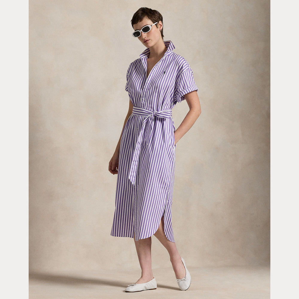 BELTED STRIPED COTTON SHIRTDRESS – Accessorio premium elegante