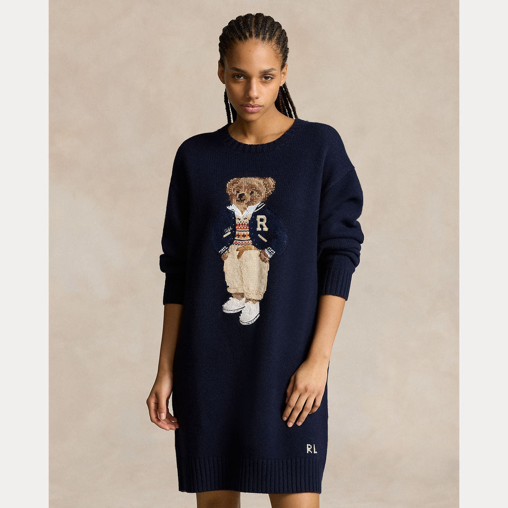 POLO BEAR CREWNECK SWEATER DRESS – Accessorio premium elegante