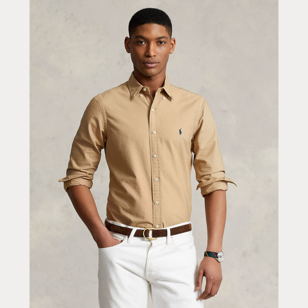 SLIM FIT GARMENT-DYED OXFORD SHIRT – Accessorio premium elegante