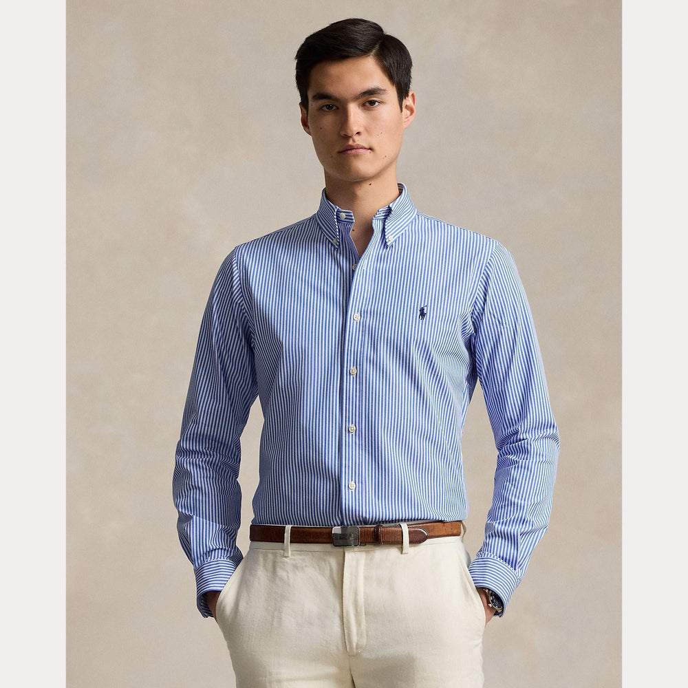 CUSTOM FIT STRIPED STRETCH POPLIN SHIRT – Accessorio premium elegante