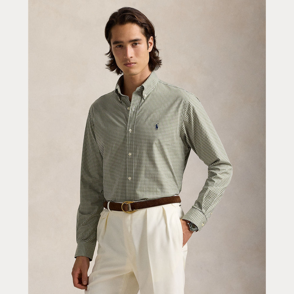 CUSTOM FIT GINGHAM STRETCH POPLIN SHIRT – Accessorio premium elegante