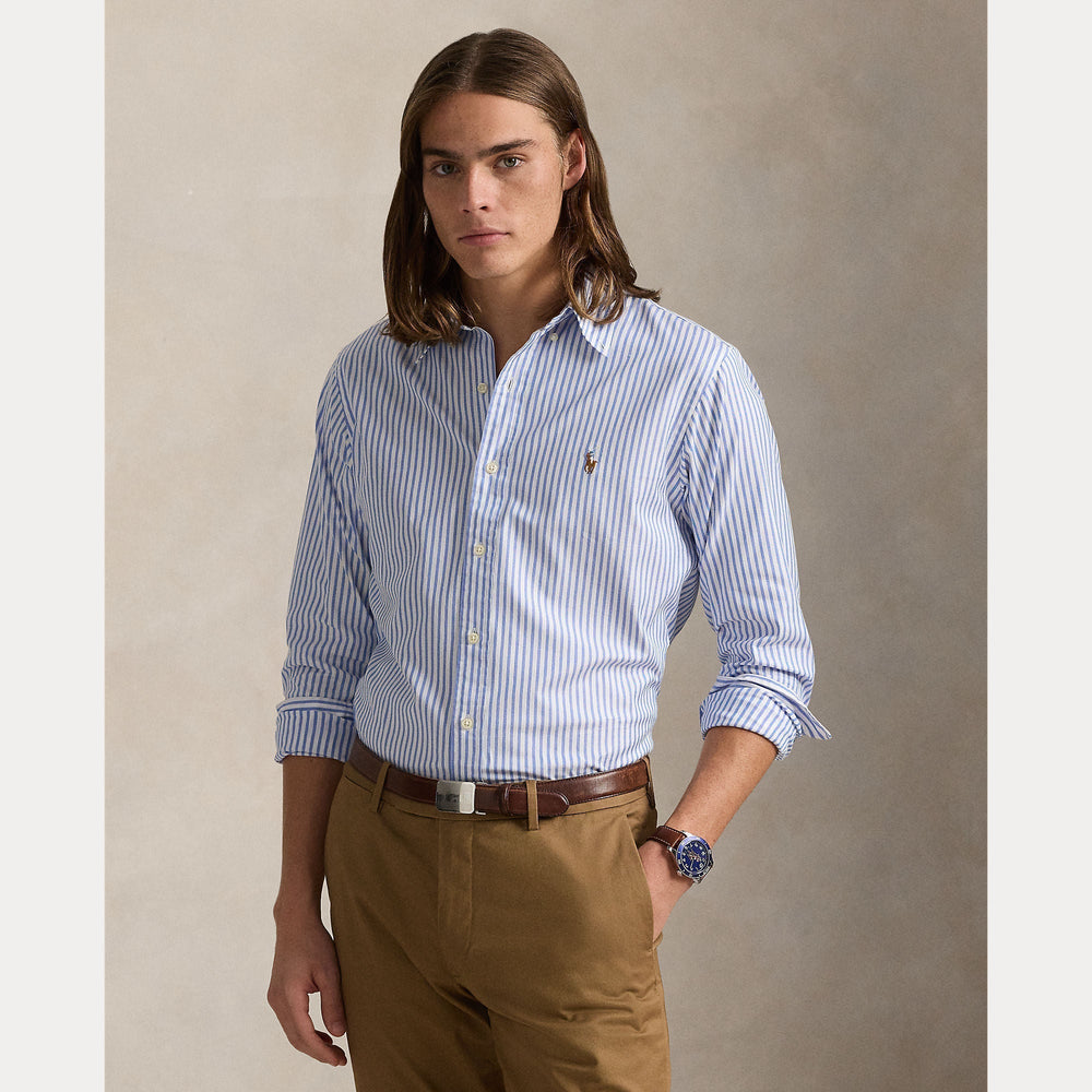 CUSTOM FIT STRIPED STRETCH OXFORD SHIRT – Accessorio premium elegante