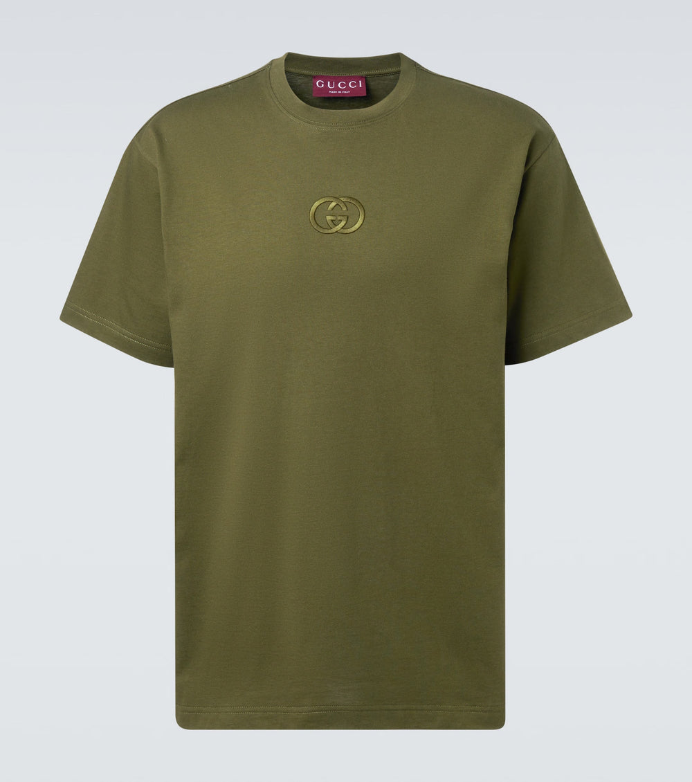 T-shirt in jersey di cotone con ricamo interlocking