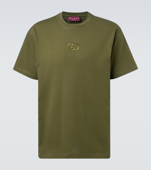 T-shirt in jersey di cotone con ricamo interlocking