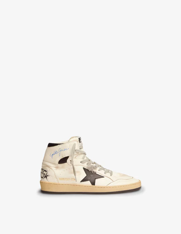 Sky-Star in nappa bianca con inserti in pelle nera