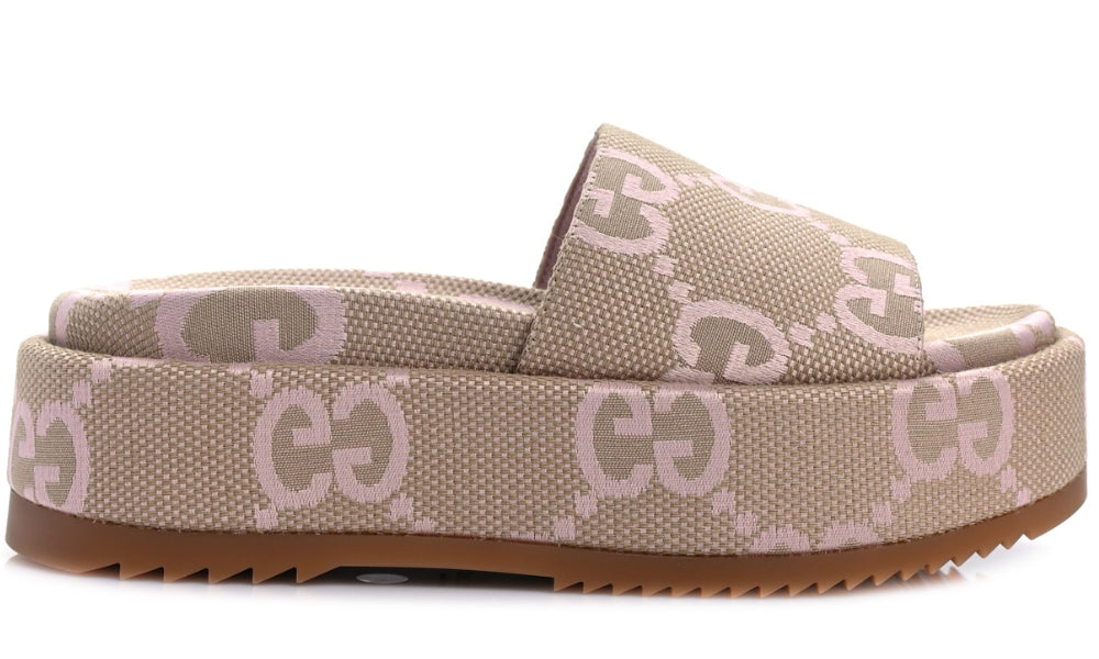 Gucci Platform Slide Sandal 'Jumbo GG - Beige Light Pink'