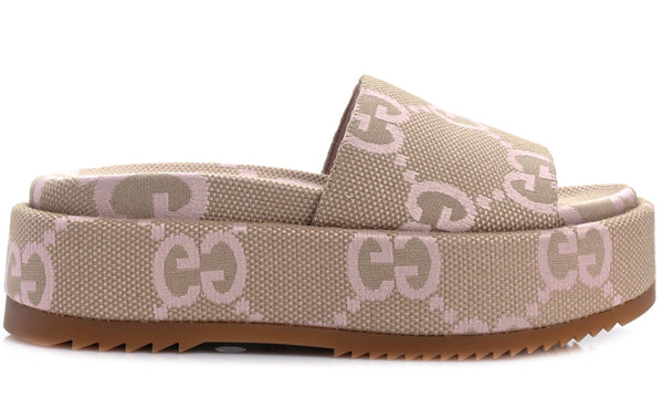 Gucci Platform Slide Sandal 'Jumbo GG - Beige Light Pink'
