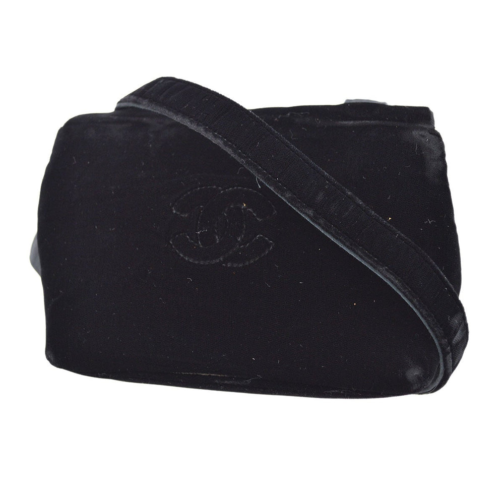 CHANEL 1991-1994 Camellia Crossbody Bag Black Velvet – Accessorio premium elegante