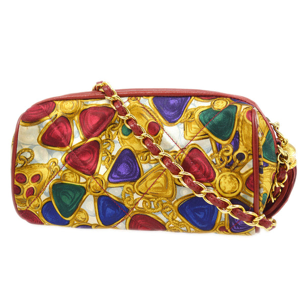 CHANEL 1986-1988 Satin Bijoux-printed oval Shoulder Bag – Accessorio premium elegante