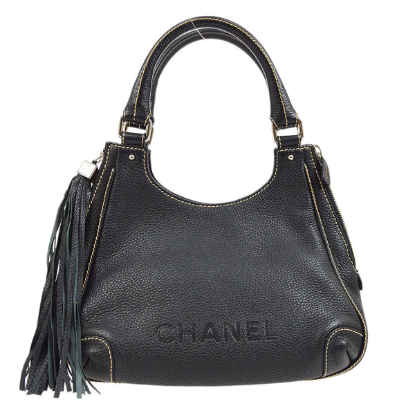 CHANEL 2003-2004 Black Caviar Embossed Logo Hobo Bag – Accessorio premium elegante