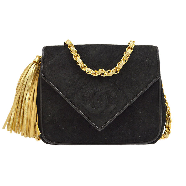 CHANEL 1989-1991 Diamond Shoulder Bag Mini Black Suede – Accessorio premium elegante