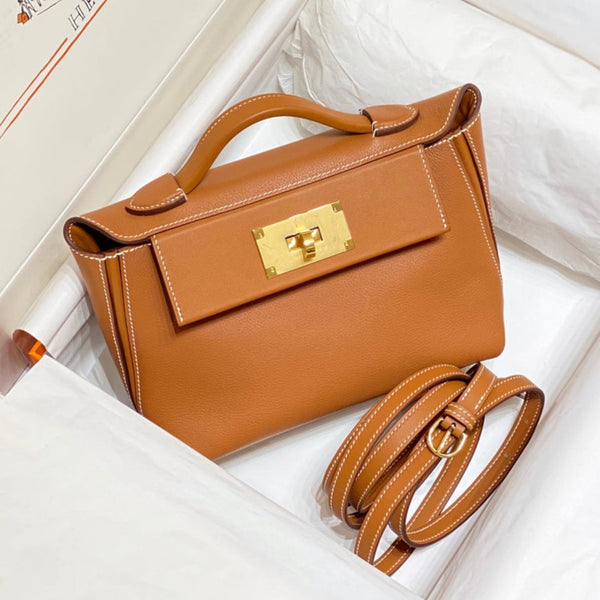 Hermes Bag Brown with Gold Buckle Calfkin 250264 – Accessorio premium elegante