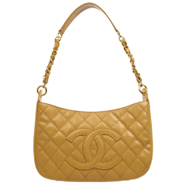CHANEL 2003-2004 Hobo Bag Beige Caviar – Accessorio premium elegante