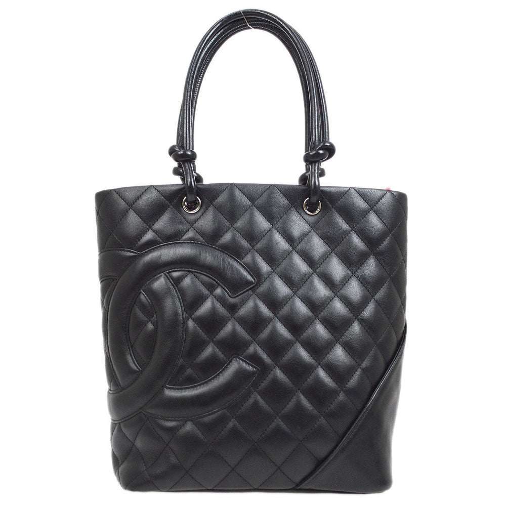 CHANEL 2004-2005 Cambon Ligne Tote Bag Black Calfskin – Accessorio premium elegante