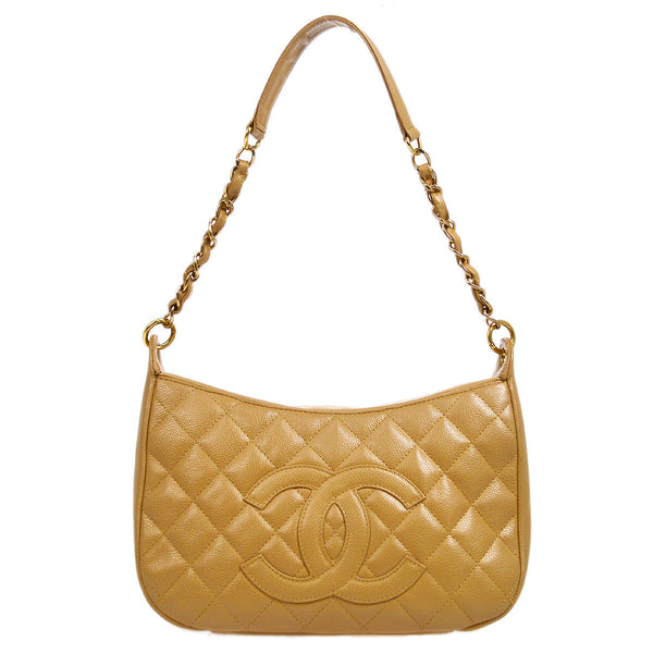 CHANEL 2003-2004 Hobo Bag Beige Caviar – Accessorio premium elegante