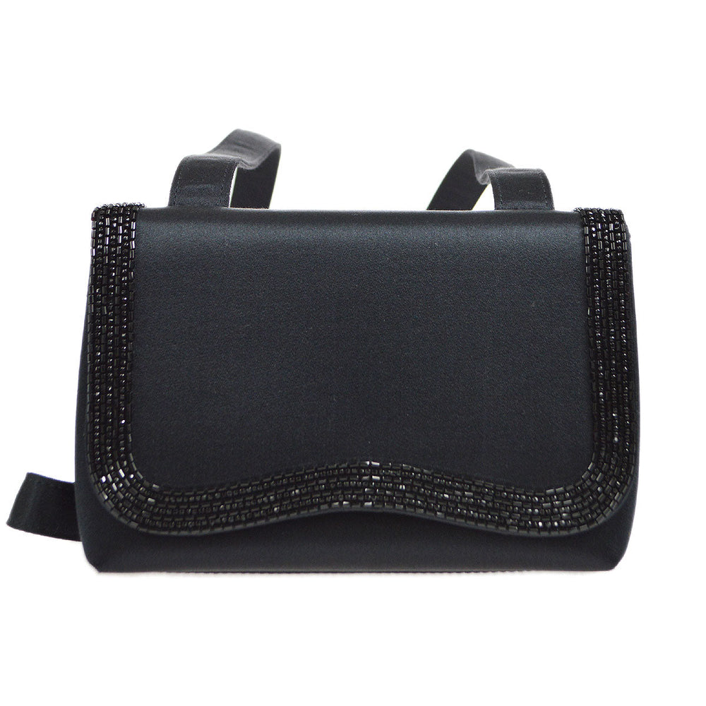 CHANEL 1997-1999 Bead Shoulder Bag Black Satin – Accessorio premium elegante