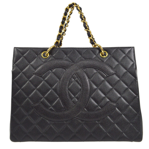 CHANEL 1994-1996 Chain Tote Bag Black Caviar – Accessorio premium elegante