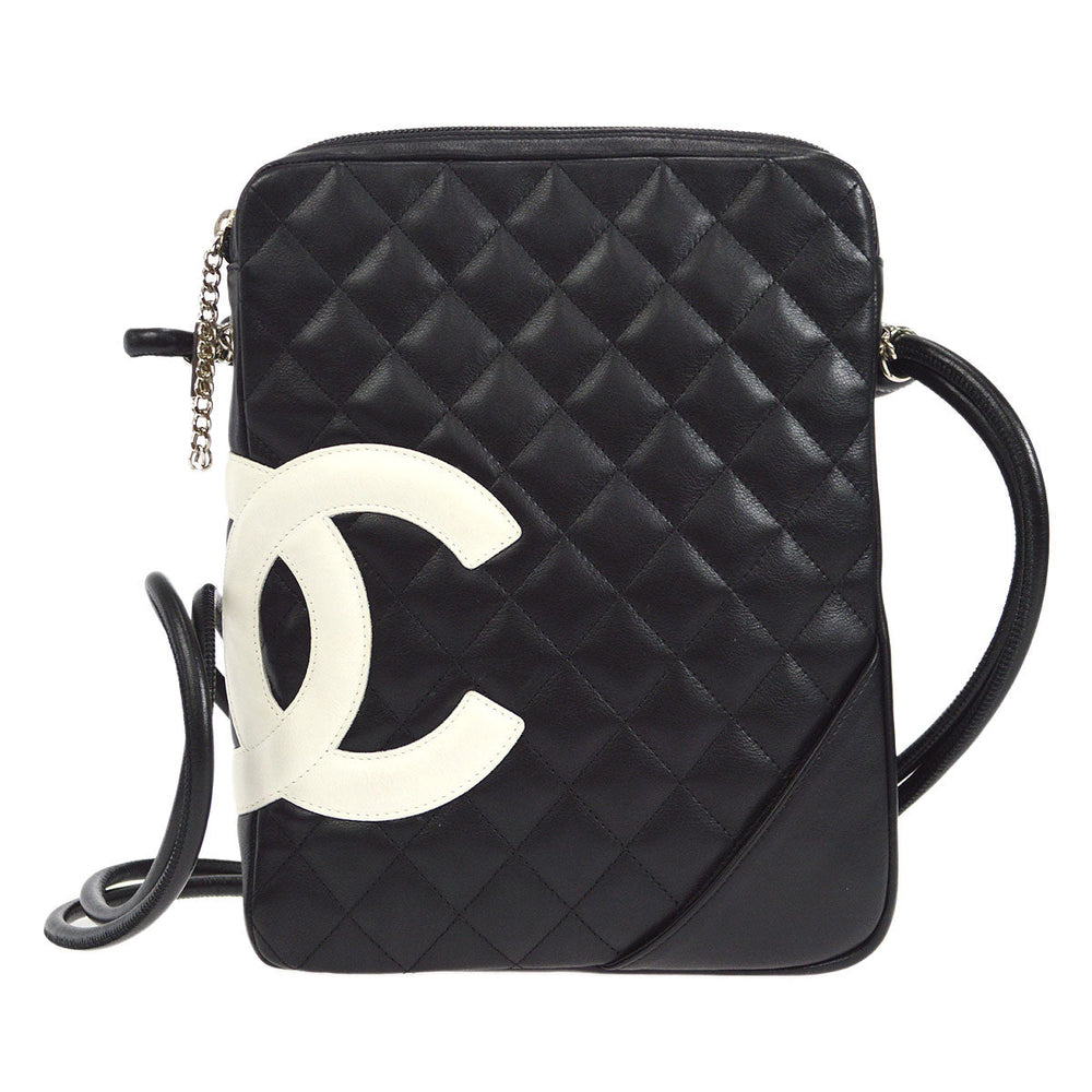 CHANEL 2004-2005 Cambon Ligne Shoulder Bag Black Calfskin – Accessorio premium elegante