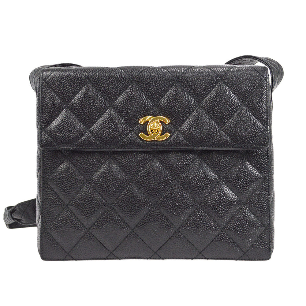 CHANEL 1996-1997 Flap Box Shoulder Bag Small Black Caviar – Accessorio premium elegante