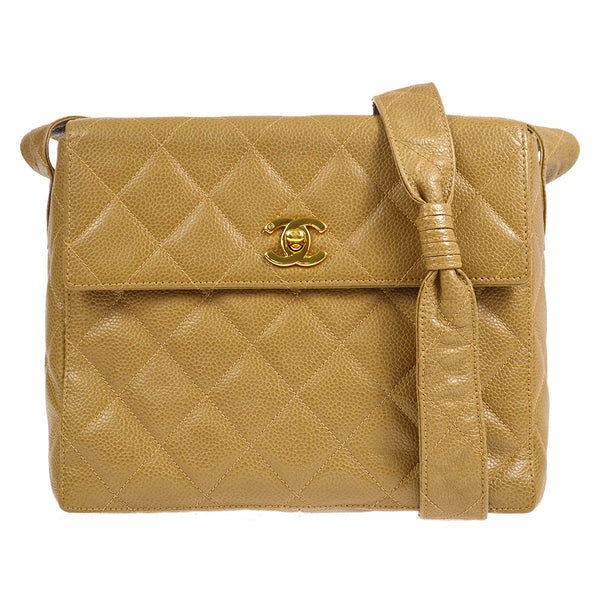 CHANEL * 1996-1997 Flap Box Vanity Shoulder Bag Small Beige Caviar – Accessorio premium elegante