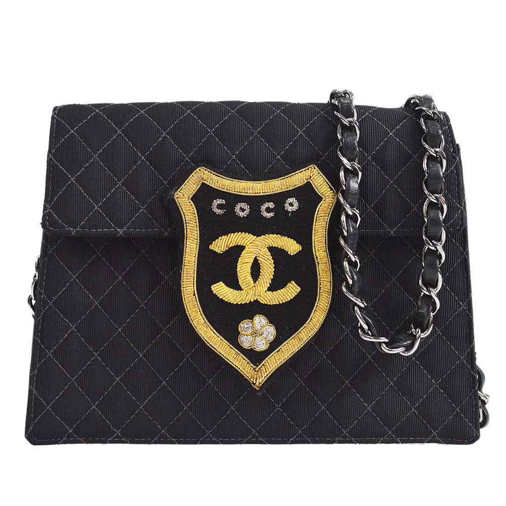 CHANEL * 2005 Emblem Shoulder Bag Mini Black Canvas – Accessorio premium elegante