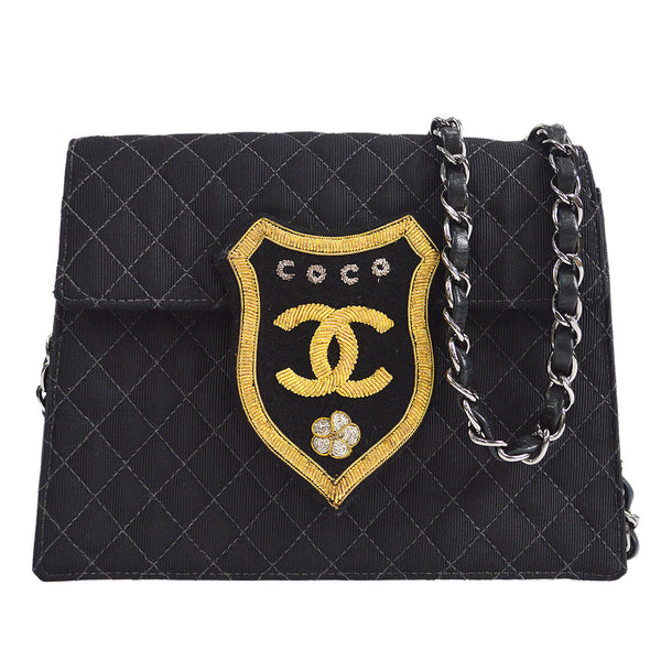 CHANEL * 2005 Emblem Shoulder Bag Mini Black Canvas – Accessorio premium elegante