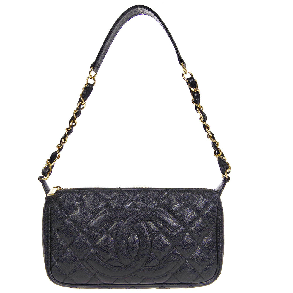 CHANEL 2001-2003 Shoulder Bag Black Caviar – Accessorio premium elegante