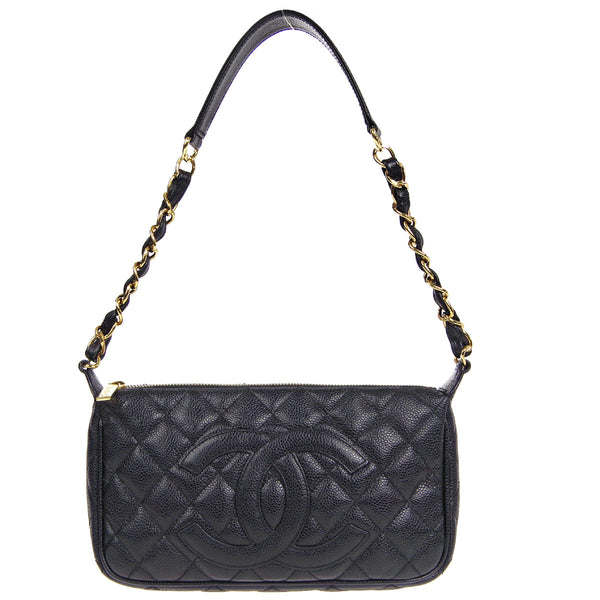 CHANEL 2001-2003 Shoulder Bag Black Caviar – Accessorio premium elegante