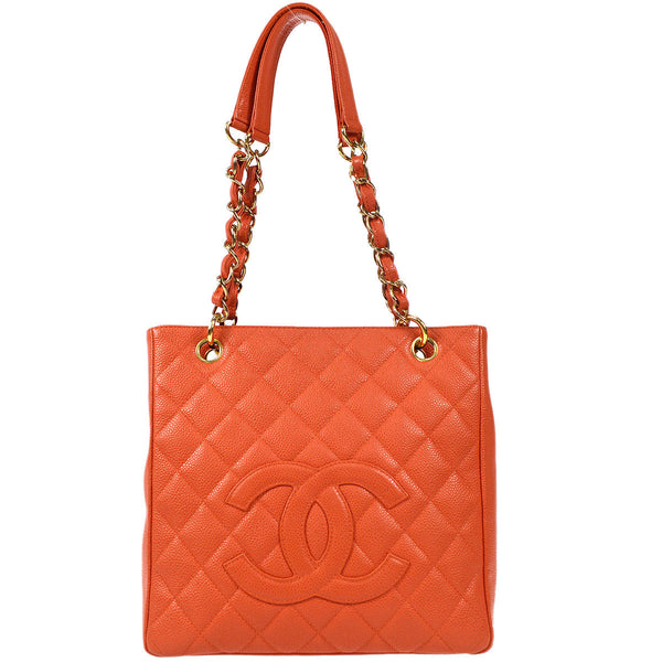 CHANEL 2003-2004 Petite Shopping Tote PST Pink Orange Caviar – Accessorio premium elegante
