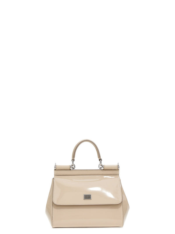 Logo Leather Handbag Borse A Mano Beige – Accessorio premium elegante