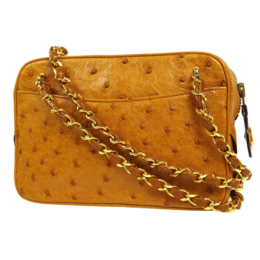 CHANEL * Chain Shoulder Bag Brown Ostrich – Accessorio premium elegante