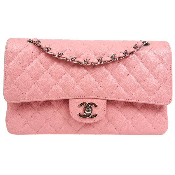 CHANEL * Classic Double Flap Medium Shoulder Bag Pink Caviar – Accessorio premium elegante