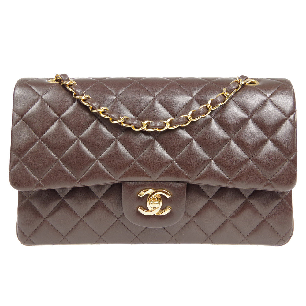 CHANEL * Classic Double Flap Medium Shoulder Bag Brown Lambskin – Accessorio premium elegante