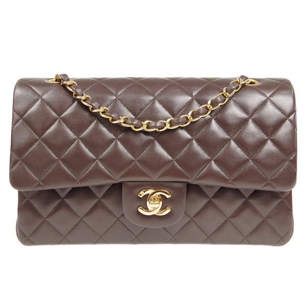 CHANEL * Classic Double Flap Medium Shoulder Bag Brown Lambskin – Accessorio premium elegante