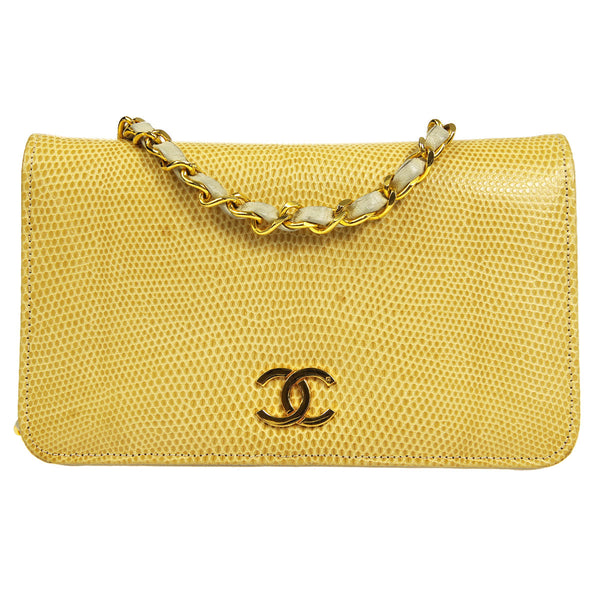 CHANEL * Full Flap Chain Shoulder Bag Beige Lizard – Accessorio premium elegante