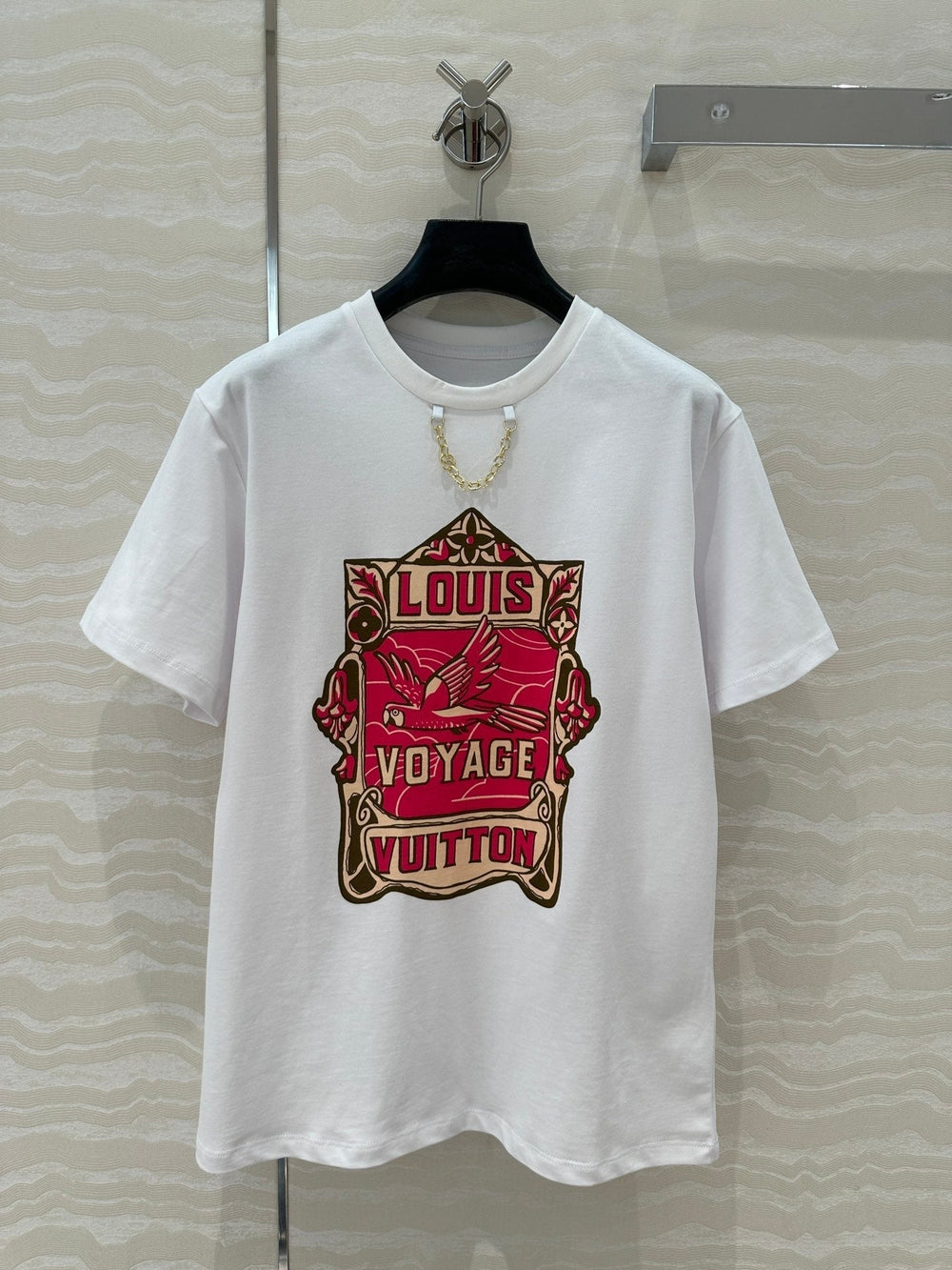 LV Floral Pattern Combined With Flying Birds White Pink Cotton – Accessorio premium elegante