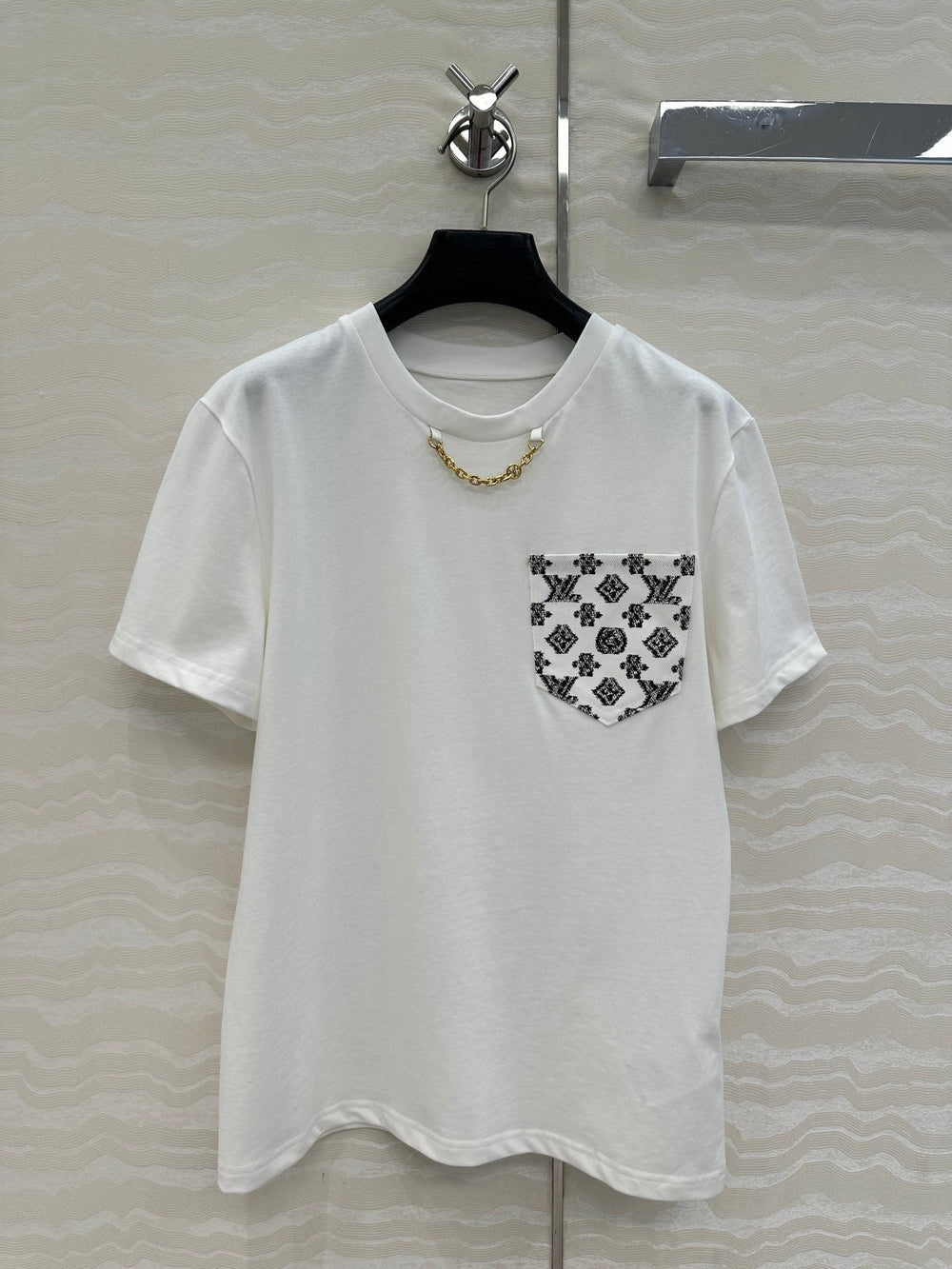 LV 25 Flower Pocket Short-Sleeved Shirt White Cotton – Accessorio premium elegante