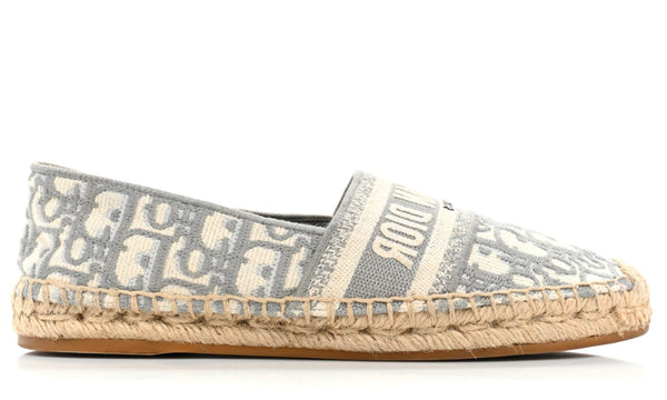 CHRISTIAN DIOR Oblique Embroidered Granville 15mm Espadrilles 37 Grey Stone – Accessorio premium elegante