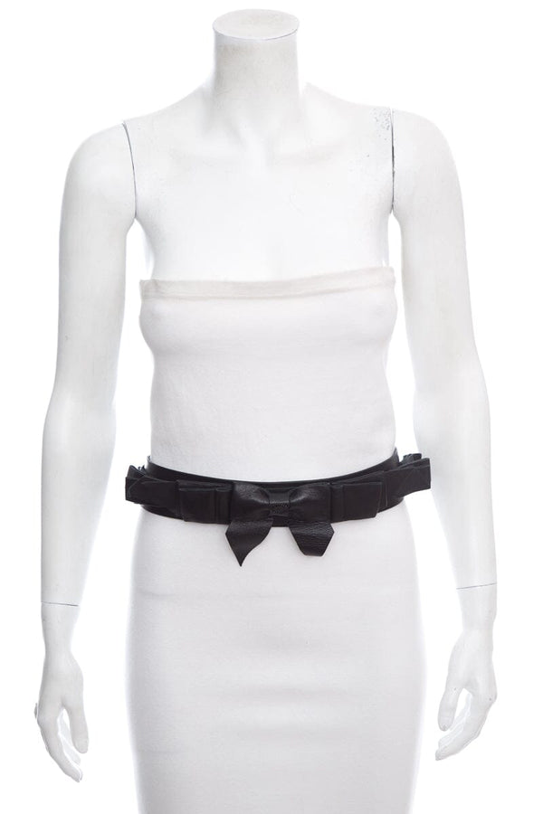 Chanel 2008 Black Leather Bow Belt SZ 90/36 – Accessorio premium elegante