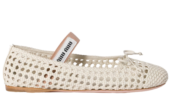 Miu Miu mesh-design ballet flats "Ivory" – Accessorio premium elegante